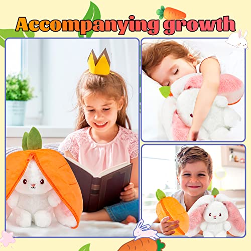 Vibbang Easter Plush Bunny Toy, Reversible Rabbit Carrot Strawberry Pillow with Zipper, Cute Strawberry Bunny Plushies Doll - Image 4