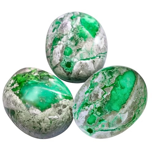 Image of Variscite Crystal Palm Pebbles Stones for Anxiety Stress Relief Massage - AAA Grade Original Healing Gemstone Agate Palm Stone for Yoga Meditation Spiritual Reiki Feng Shui