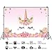 WNDHYA Unicorn Birthday Party Decorations 183 pcs with Unicorn Photography Background! Serves 16! Unicorn Party Supplies for Girls, Includes Disposable Tableware Kit Unicorn Balloons