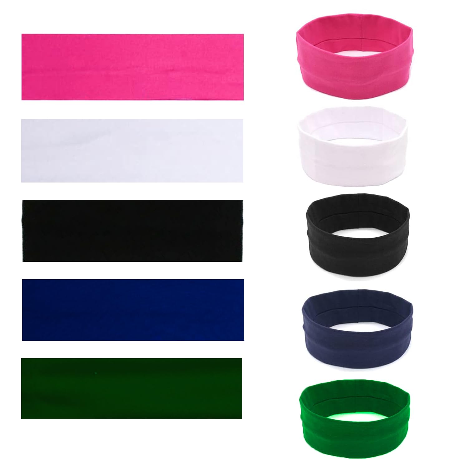 Evogirl Headband Cotton Elastic Stretchable Multi Purpose Sweatbands for Yoga, Sports, Dance, Headwrap, Hairband Black White Grey Hot pink Royal Blue, Med, for Women/Girls (Pack of 5) (B07RQ7LFY6) Amazon Price History, Amazon Price Tracker