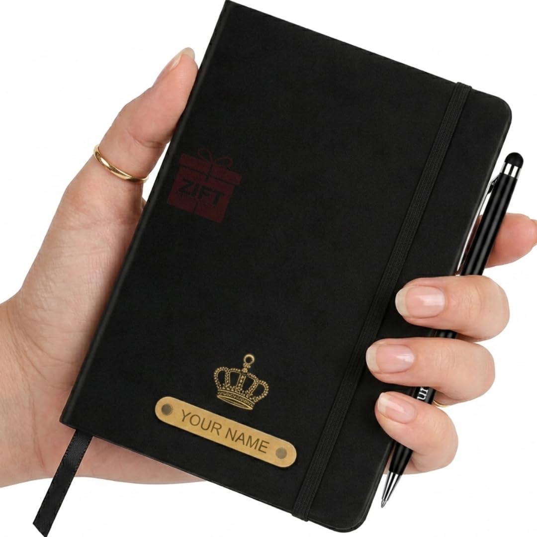 ZIFT Personalized A6 Pocket Diary with Name, Custom Metal Roller Pen & Choice of Charm | Hard Bound PU Leather Notebook (6 x 4.2 Inch) | 180 Ruled Pages | Mini Notebook for Office, Travel, Students & Corporate Gifts-image-25