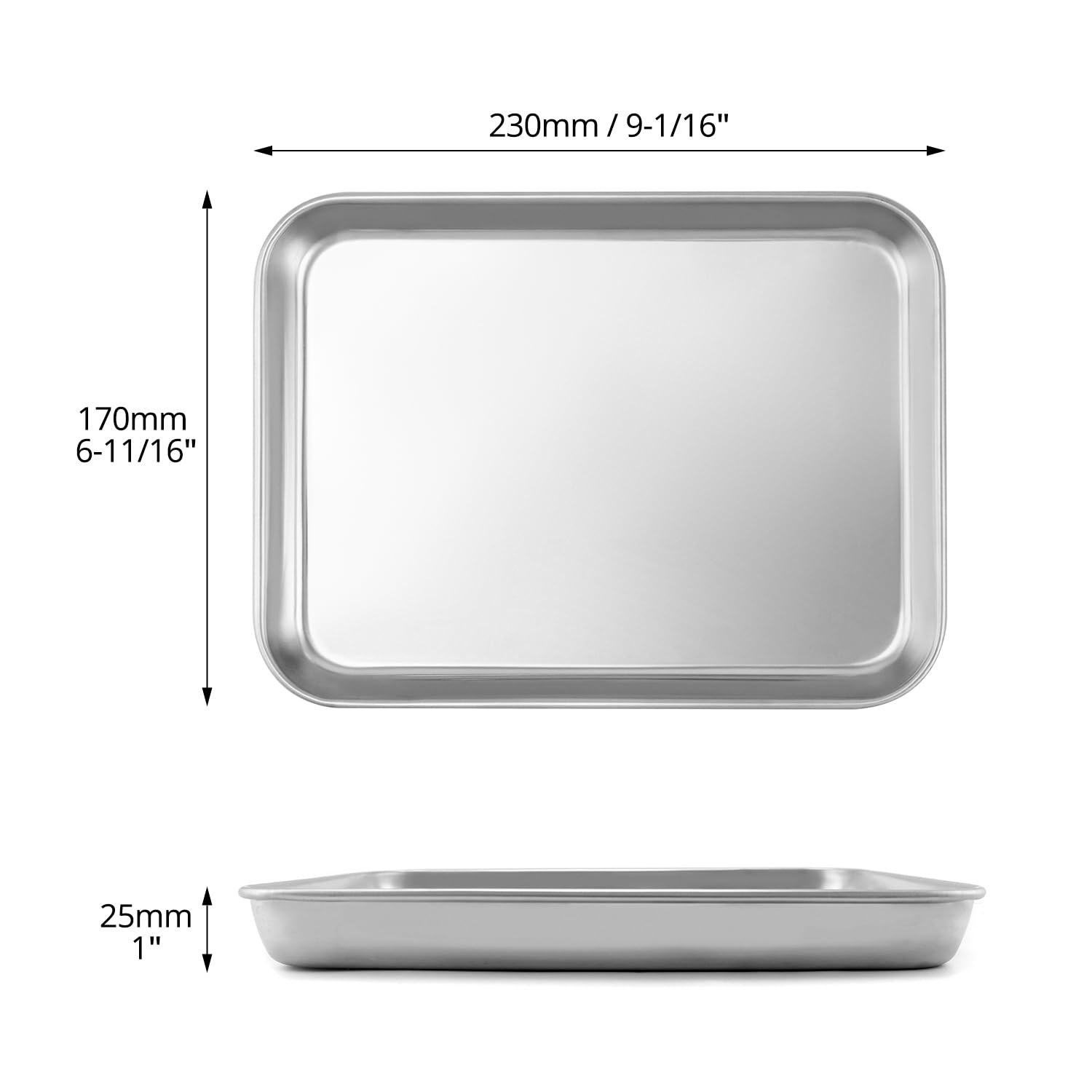 QWORK 2 Pack Stainless Steel Instrument Tray Multipurpose Tray for Lab Instruments, Craft Tools, Household Organization,10 5/8" x 6 11/16" x 1 5/16", Flat Bottom — Amazon image 7
