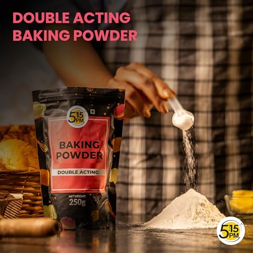Image of 5:15PM Baking Powder 250g | Double Acting Baking Powder | All Purpose Leaving Agent | Gluten Free Baking Powder for Cooking & Baking Cake, Breads, Muffins, Pizza - 250 grams (Pack of 2)