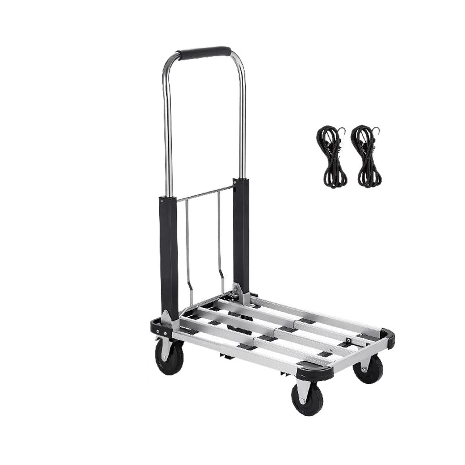 Folding Hand Truck Dolly Cart with Wheels Luggage Trolley 330lb Capacity Solid Construction Aluminum Alloy Flatform Dolly