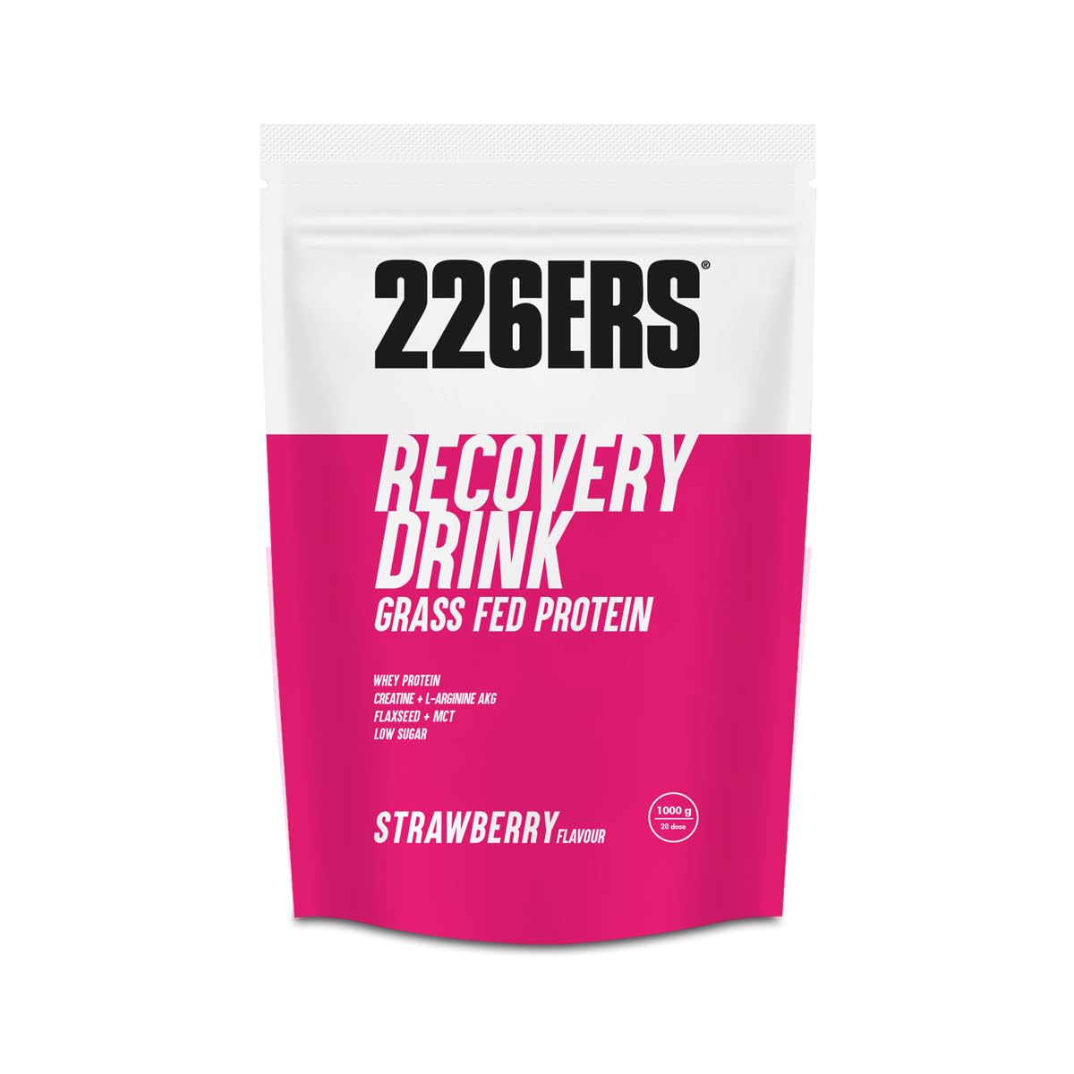226ERS Recovery Drink | Recuperador Muscular con Proteína Whey, Creatina, Hidratos, Triglicéridos y L-Arginina, Sin Gluten, Fresa - 1 kg