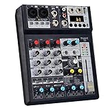 Bomaite BE8 Mini mezclador de DJ de sonido de 8 canales Consola de reverberación Mezclador de tarjeta de sonido USB Mezclador de audio de efecto DSP para grabación por computadora, bandas