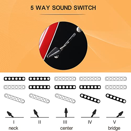 Image of GLARRY Full Size Electric Guitar for Music Lover Beginner with 20W Amp and Accessories Pack Guitar Bag (RED, Left Handed 39 inch)