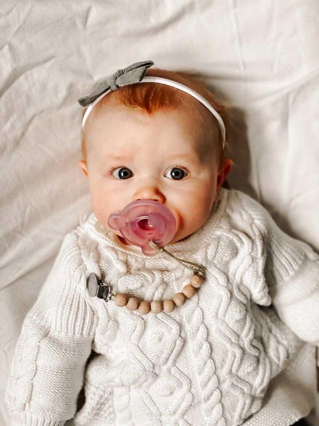 Image of Ali+Oli Silicone Pacifier Clip for Baby (All Wood) 100% Food-Grade BPA Free Newborn Pacifier Holder Infant Binky Clip for Baby Boy or Girl | Food-grade material, Keeps soothers within reach, Secure attachment, Lightweight, Everyday use, Easy cleaning