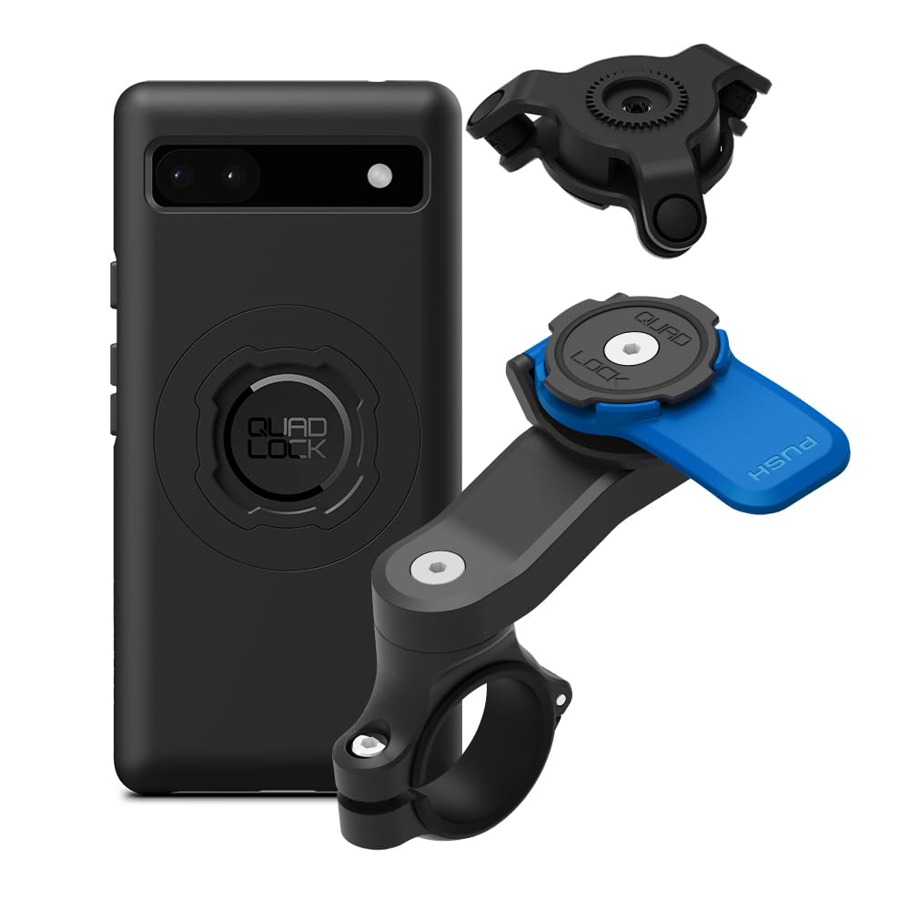 Quad Lock Moto Handlebar Kit with Dampener and MAG Phone Case for Google 6a