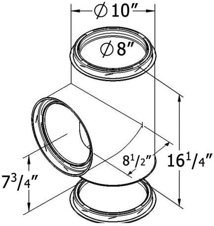 Miniatura 4 de Shasta Vent "Tee con tapa en te" para clase A, todo combustible, doble pared, aislado, SS Shasta Vent 8" sistemas de chimenea