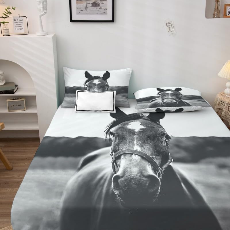 Miniatura 10 de Juego de sábanas tamaño King  Sábanas de cama hipopótamo, sábanas y fundas de almohada de animales 3D, microfibra suave, bolsillo profundo y sin