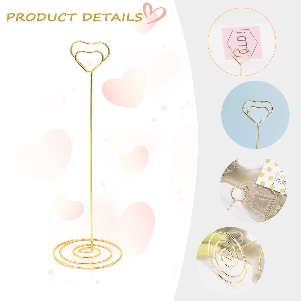 Portafoto Segnaposto Metallici - 12 Pezzi, Altezza 22cm, Per Matrimoni E Eventi, Colore Oro - Foto 10