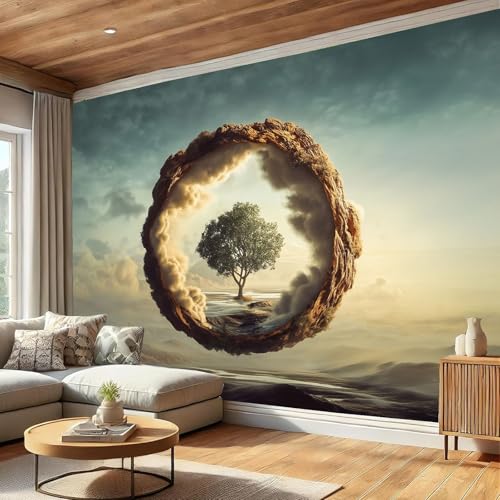 Mural de pared efecto seda mar de nubes con acabado bronceado elegante 5