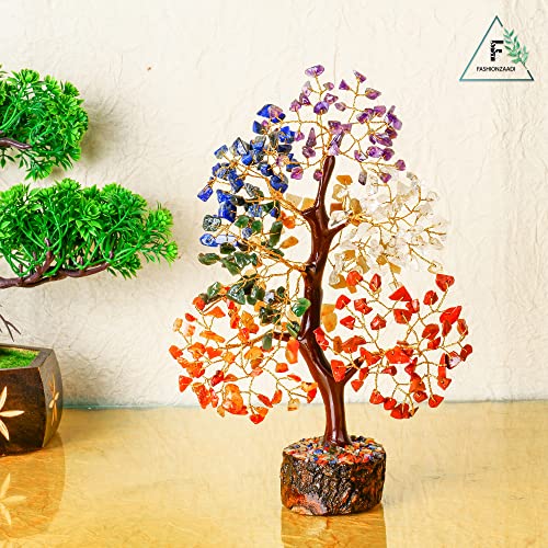 Fashionzaadi Gemstone Tree - Bonsai Tree Sculpture - Spiritual Trees - 7 Chakra Stones - Crystal Room Decor - Seven Chakra Tree - Tree Of Life Decor - Feng Shui Tree - Good Luck Gifts #TOP5