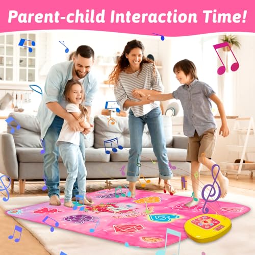 Audasi Dance Mat Toys for Girls Dance Mixer Rhythm Step Play Mat Pink Dance Pad with LED Lights 5 Game Modes Dance Pad for Girls Toys Adjustable Volume Built-in Music Anti-slip Music Mat - Image 3