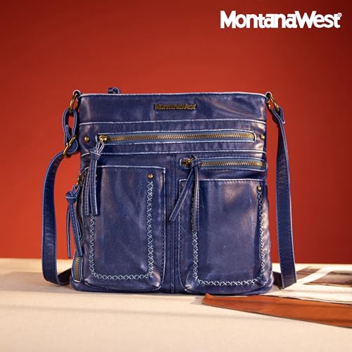 Image of Montana West Crossbody Bag for Women Multi Pocket Shoulder Medium Travel Purses Ultra Soft Washed Leather