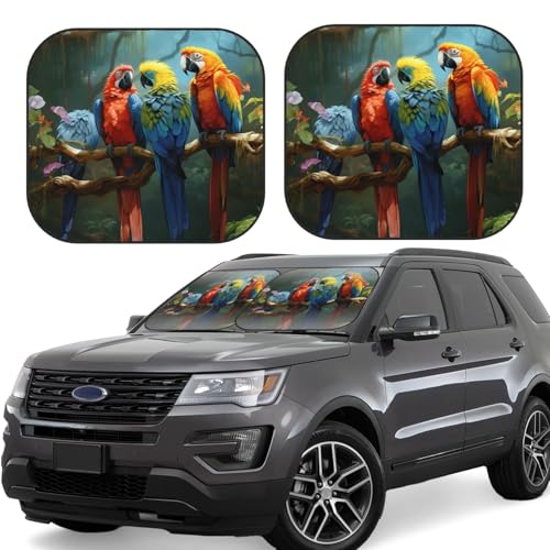 Pare-soleil de voiture pliable perroquet coloré grand format pour fenêtre avant