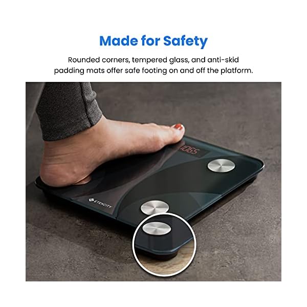 Etekcity-Scale-for-Body-Weight-Smart-Digital-Bathroom-Weighing-Scales-with-Body-Fat-and-Water-Weight-for-People-Bluetooth-BMI-Electronic-Body-Analyzer-Machine-400lb Etekcity Scale for Body Weight and Fat Percentage, Smart Digital LED Bathroom BMI Measurement, Accurate Bluetooth Weighing Machine, Body Composition Analyzer, Ash-black, 400lb