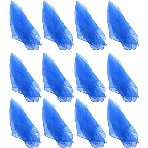 Hoerev® Small Pack of 12 (approx. 40cm x 40cm) Juggling(dance) Scarves ,Small Floaty Scarves For Small People,,Single Colours Cover