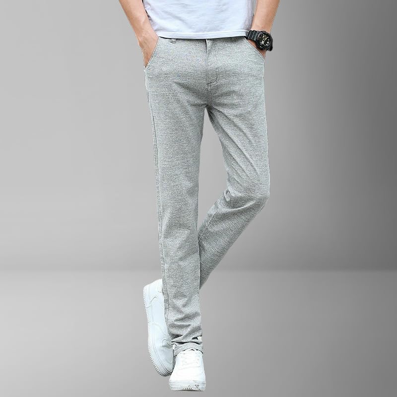 Men's Summer Slim Fit Straight Korean Style Trendy Hemp Cotton Casual Pants3