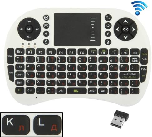 Wireless mouse, wireless keyboard Mini Wireless Keyboard UKB-500-RF 2.4GHz Mini Wireless Keyboard Mouse Combo with Touchpad & USB Receiver, English Keyboard/Russian Keyboard(White) (Color : White)