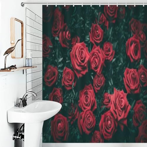 Rose rideau de douche séchage rapide imperméable en tissu polyester lavable - 6