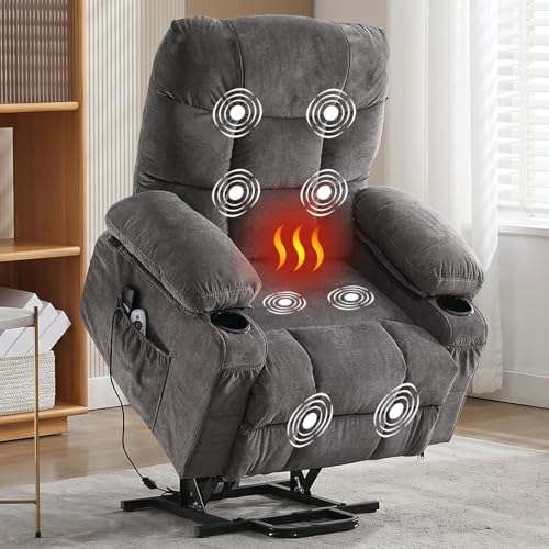 Power Lift Recliner Chair for Elderly with Lumbar Heat and Vibration Massage, Electric Lift Recliner...