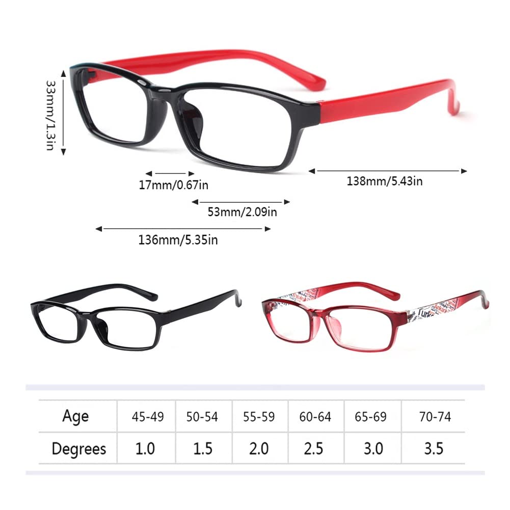 Anti Blue Light Okulary do Czytania, Okulary Komputerowe dla Kobiet, Prostokątne Pełna klatka (Color : Rouge, Size : 3.5)