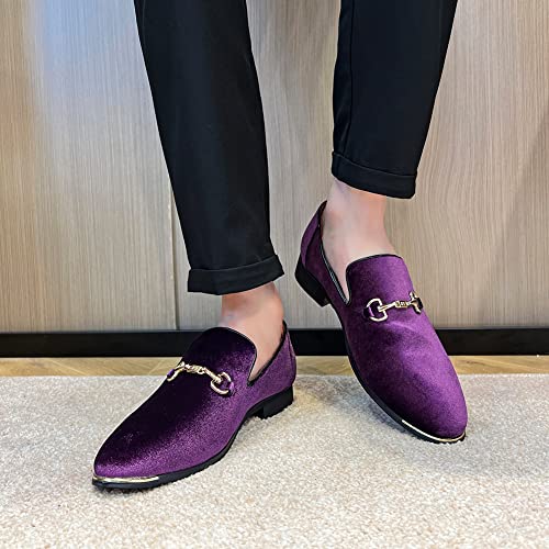 Image of FLQL Men's Luxury Penny Loafer Slip-On Velvet Shoes Party Dancing Shoes Suede Wedding Shoes Plus Size 7-13