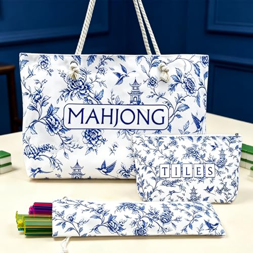 Set de Bolsa Azul y Blanca para Mahjong, 3 piezas miniatura 7