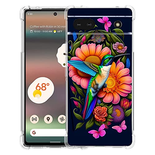 Coque Pixel 6a motif fleurs et colibri pour protéger vos trajets