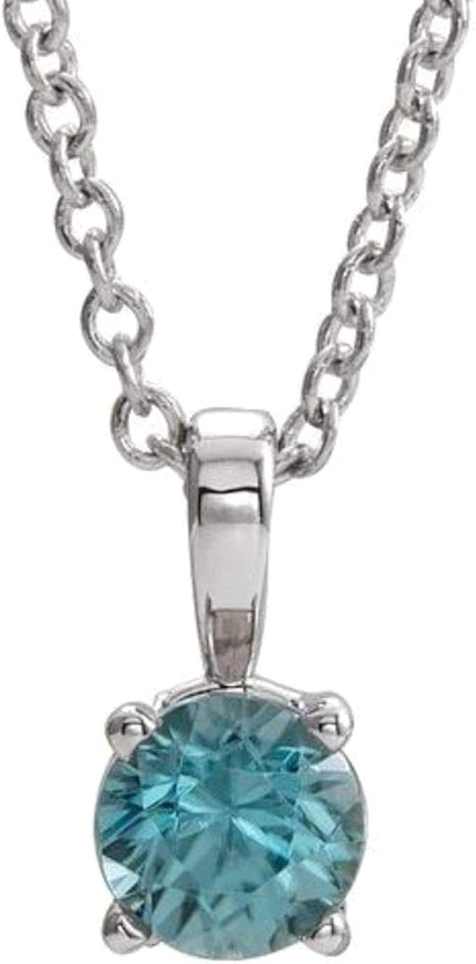 14kt White Gold 3mm Round Blue Zircon 