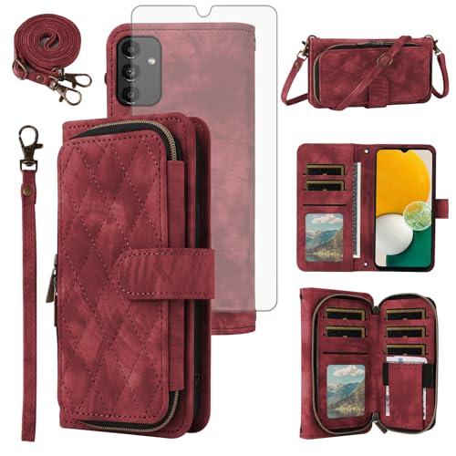 Housse Samsung A13 5G rouge en cuir PU pour voyager léger avec vos cartes bancaires en sécurité
