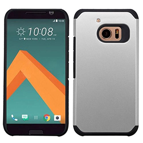 HTC One M10 Case, Mybat Dual Layer [Shock Absorbing] Protection Hybrid Rubberized Hard PC/Silicone Case Cover for HTC One M10, Silver/Black