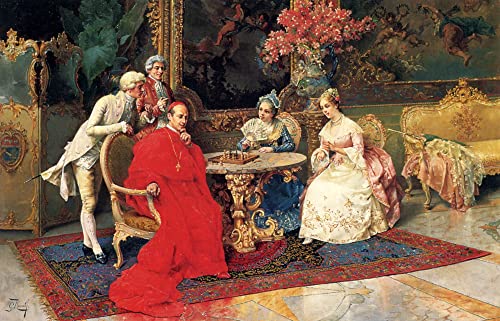 Idée cadeau tableau Les joueurs d'échecs Giulio Rosati affiche d'art 60x90