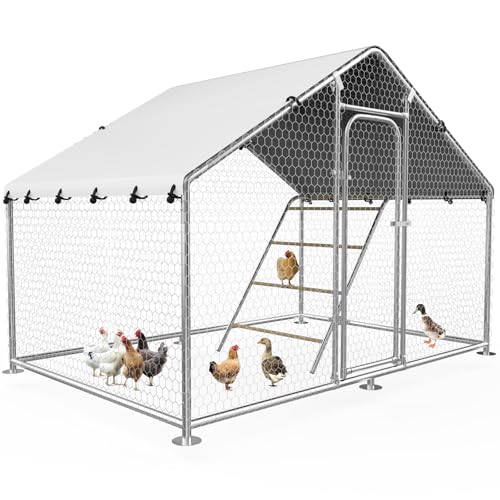 Image of 9.9x5.1 FT Large Metal Chicken Coop, Walk-in Poultry Run Enclosure