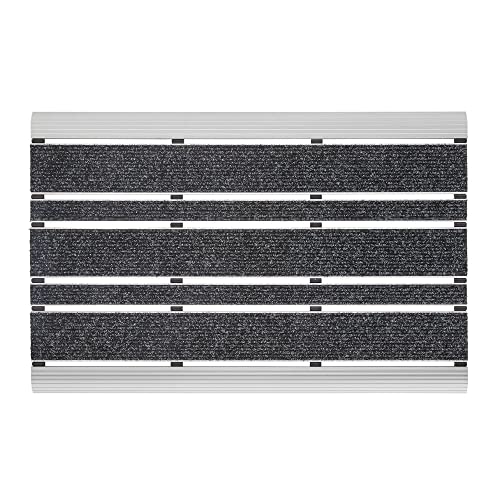 PANA® Aluminium Türmatte (39x60cm) • Fußmatte Außen • Schmutzfangmatte • Fussabtreter mit Nadelfilzeinlagen für den Außenbereich • Floor mat • Farbe: Grau (Filz)