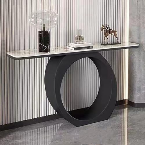 KUKIXKK Consola para Recibididor, Mesa Consola Mueble Decorativo Mesa de Entrada Tablero de mármol para Entrada, Salón o Cocina(White Black,55.1inche/140cm)