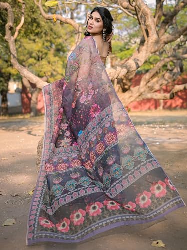 Image of MIRCHI FASHION Saree for Woman Organza Floral Printed | Lightweight Elegant Traditional Sari with Matching Blouse Piece
