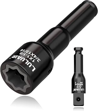 NRHD4 Lineman Socket,4 Size Square Drive 3/4", 13/16", 1", and 1-1/8" | 4-in-1 Impact Socket, With 7/16-Inch Hex Adapter, Use for Telecom Linemen, Utility Workers