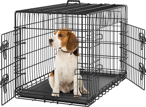 Image of Yaheetech 36in Double Door Metal Dog Crate w /Divider for Puppy Indoor Use