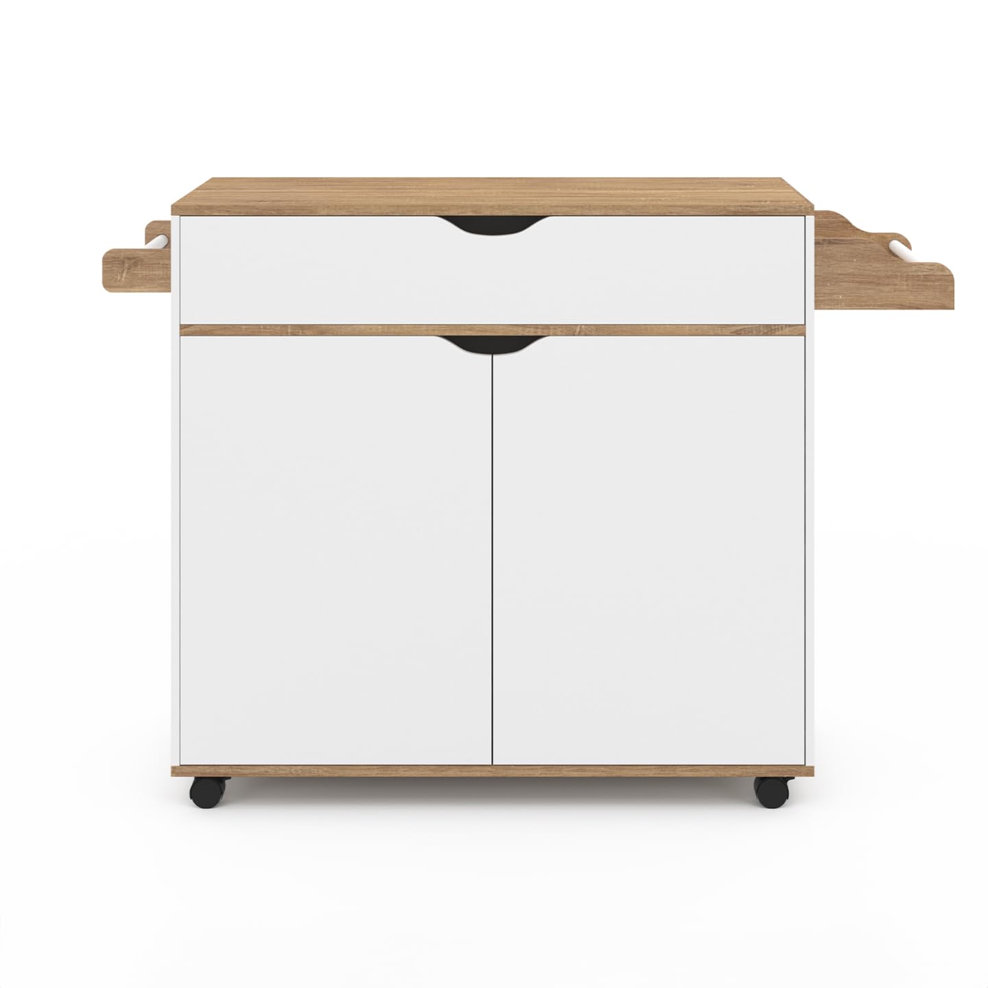 IDMarket - Küchenschrank COSY XXL mit weißer Schublade und Buchenholzplatten B.90 CM