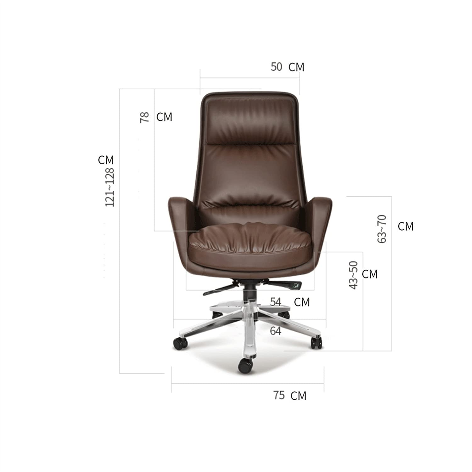 Krzesło biurowe Executive Krzesła biurowe, Krzesło do gier komputerowych, Ergonomiczne krzesło Boss z podnóżkiem, 7-punktowe krzesło ze skóry bydlęcej z masażem, brązowe Warm as ever