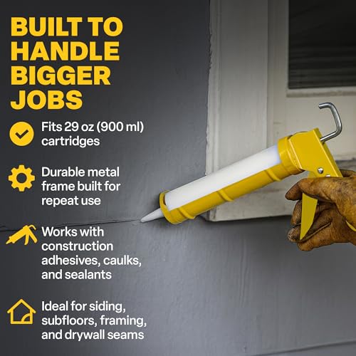 Dripless CR400 Contractor Cradle Frame Ratchet Drive Caulk Gun - 29 oz Cartridge Capacity - Caulking Gun with Machined Ratchet Teeth - Ladder Hook, Seal Punch and Cutter Built in - Contractor Grade by Dripless - Image 2