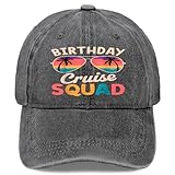 Birthday Cruise Squad Funny Sea Trip Hats for Mens Fashion Washed Distressed Light Grey