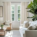 90 Inch Long Linen Curtains for Living Room Bedroom Window Drapes with Bronze Grommets Farmhouse Decor Light Filtering Privacy Linen Curtains Textured Window Semi Sheer Drapes 52x90 Inch 2 Panels