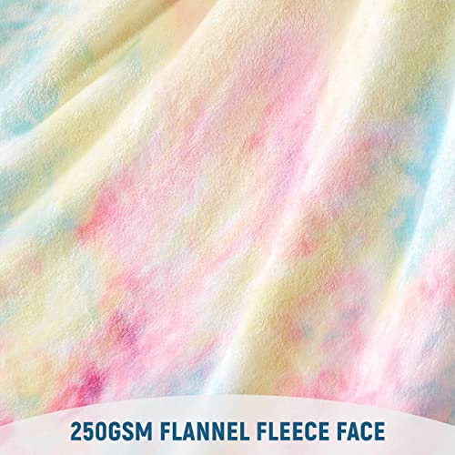 Kawahome Sherpa Fleece Blanket Queen Size Winter Heavy Thick Bed Extra Warm Super Soft 500Gsm Warmest Blankets For Couch, 90" X 90" Pink Rainbow #TOP1