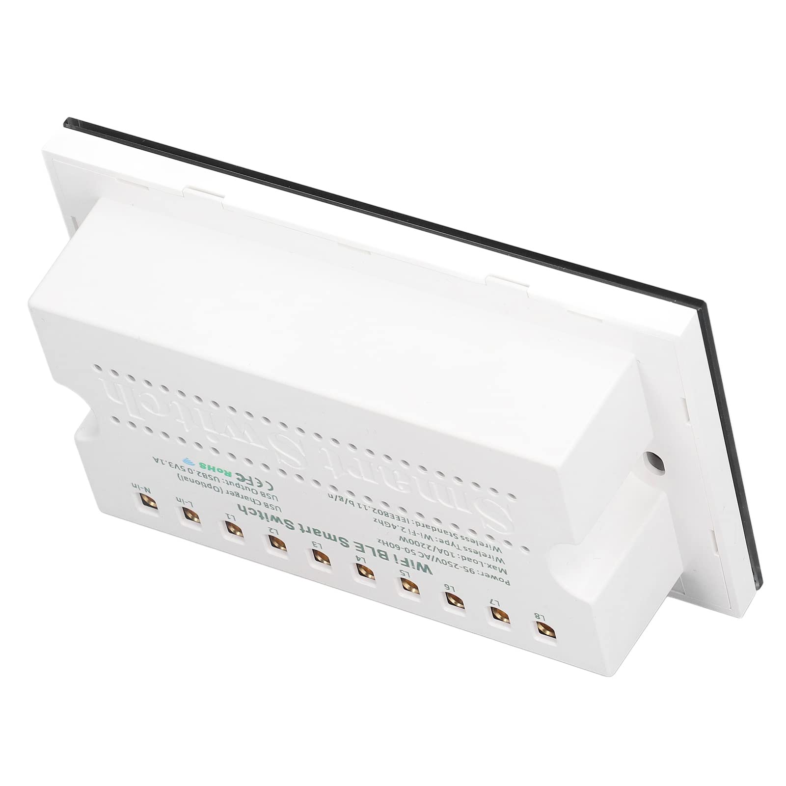 Cocoarm Interruptor Inteligente de 8 Entradas, Interruptor de Pared WiFi, Control Táctil ABS de 95 a 250V CA, Aplicación Remota, Control por Voz para Apartamento, Hogar, Oficina, Hotel