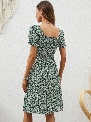 Image of Berydress Women's Summer Dresses 2026 Pockets Short Sleeve Square Neck Flowy A Line Casual Boho Smocked Mini Sun Dress