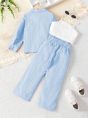 Image of Tagas Girls Casual Simple Style Polyester Solid Camisole Top, Long Sleeve Shirt And Straight Pants||3 Piece Set|| DRESS FOR GIRLS||(GCS-12)